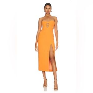 Orange Bardot dress